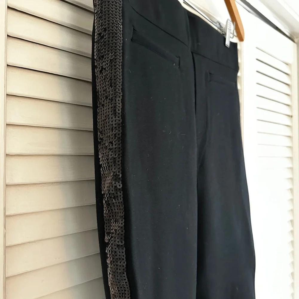 Spanx perfect black pant sequin tuxedo stripe M - Picture 4 of 8